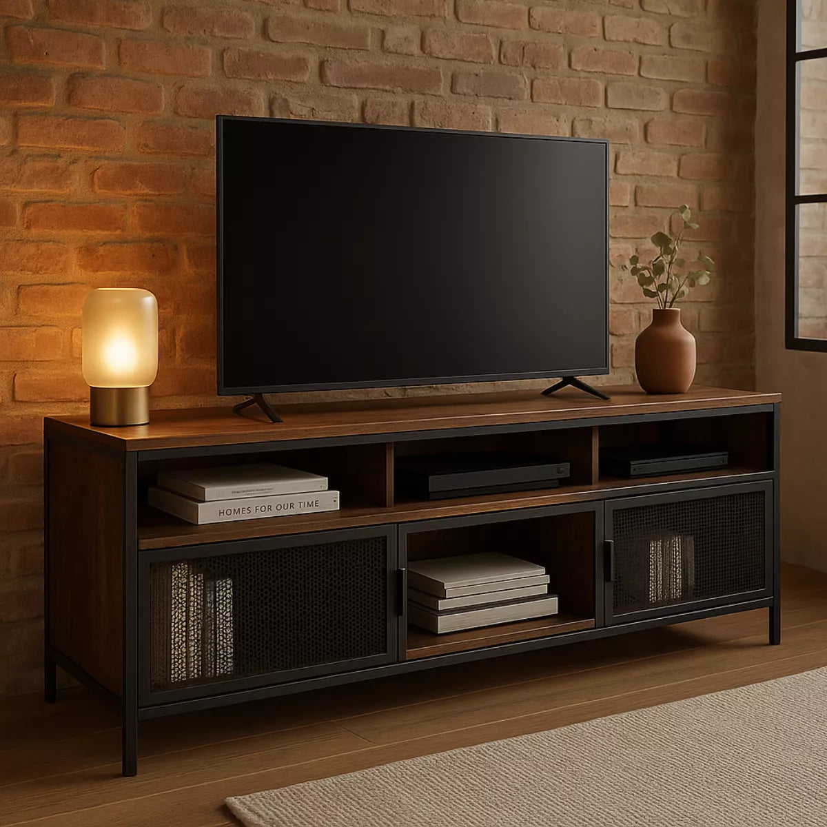 Caldorin Industrial Style Wooden TV Unit
